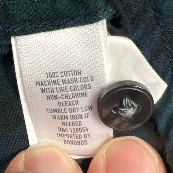 Bonobos Flannel Plaid Shirt Mens Medium Slim Fit Blue Green Outdoors 100% Cotton - Picture 7 of 10